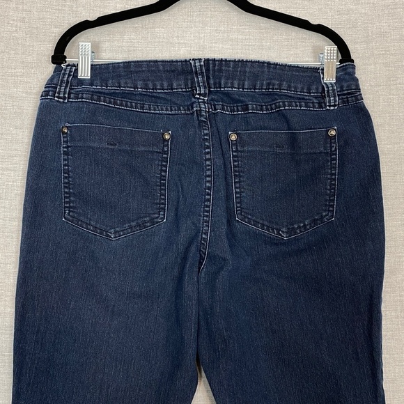 Elle Jeans 14R Mid Rise Tapered Stretch Dark Wash Blue - Picture 5 of 9